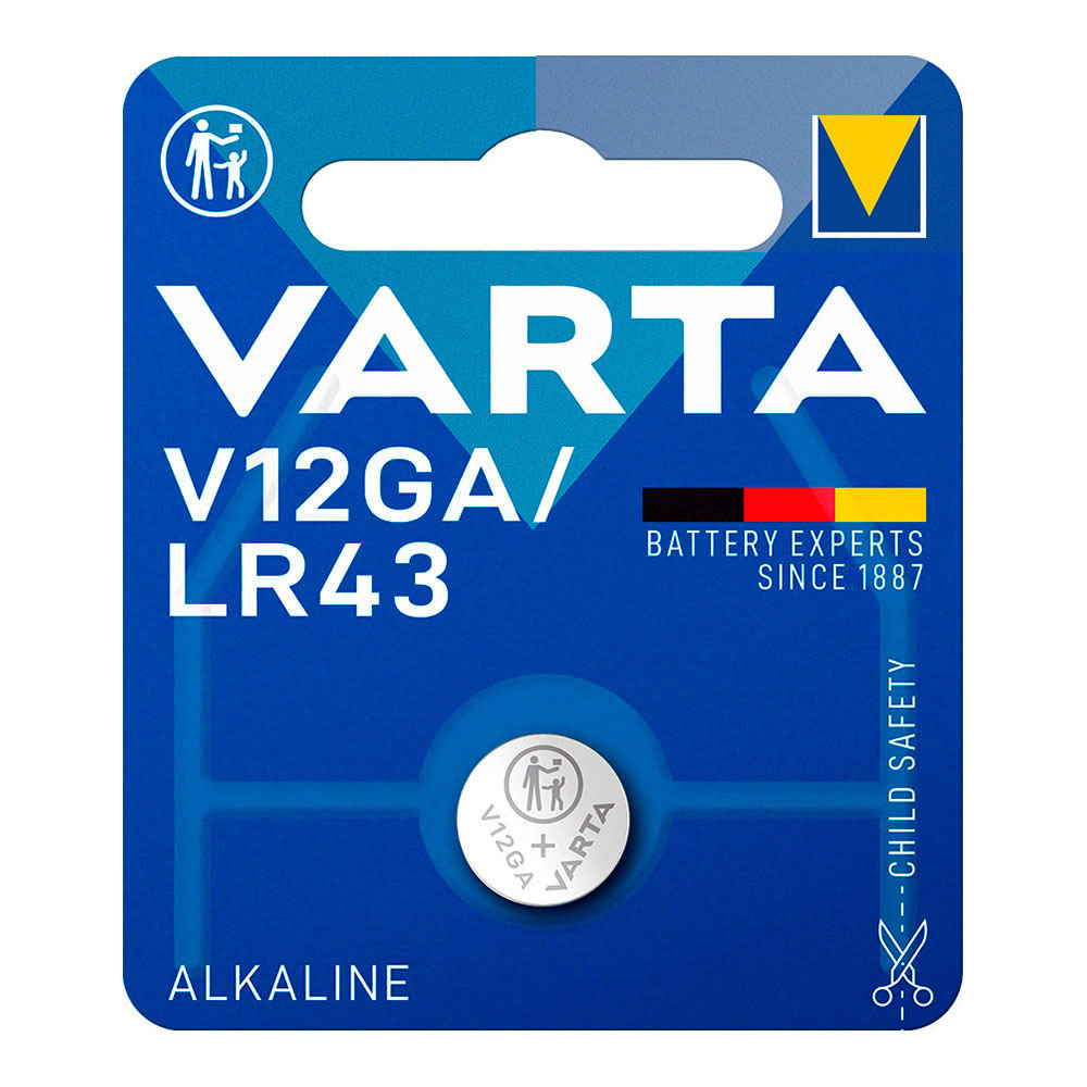 PILA VARTA LR43 - V12GA 1.5V ALKALINA (BLISTER 1 unid.) Ø11,6x4,2mm