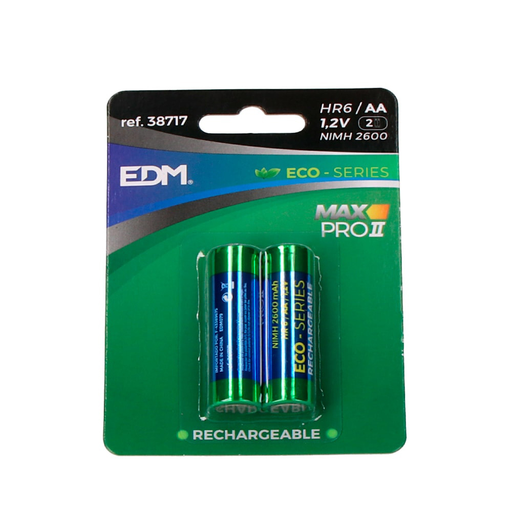 PILA RECARGABLE ECO-SERIES EDM AA - LR06 2600mA (BLISTER 2 unid.) Ø14,5x50,5mm - Ítem