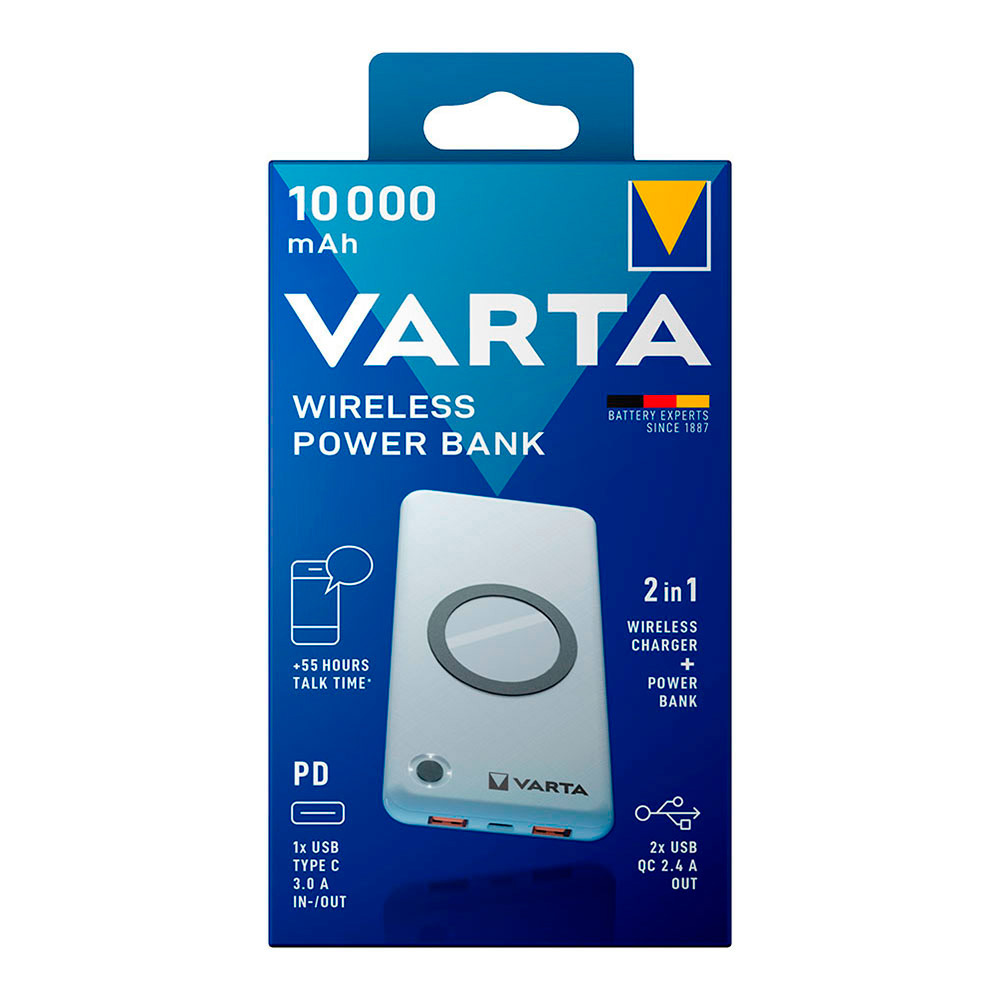 WIRELESS POWER BANK 10.000mAh VARTA 100/240V