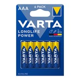 PILA ALKALINA LONGLIFE POWER AAA - LR-3 VARTA (BLISTER 6 unid.)