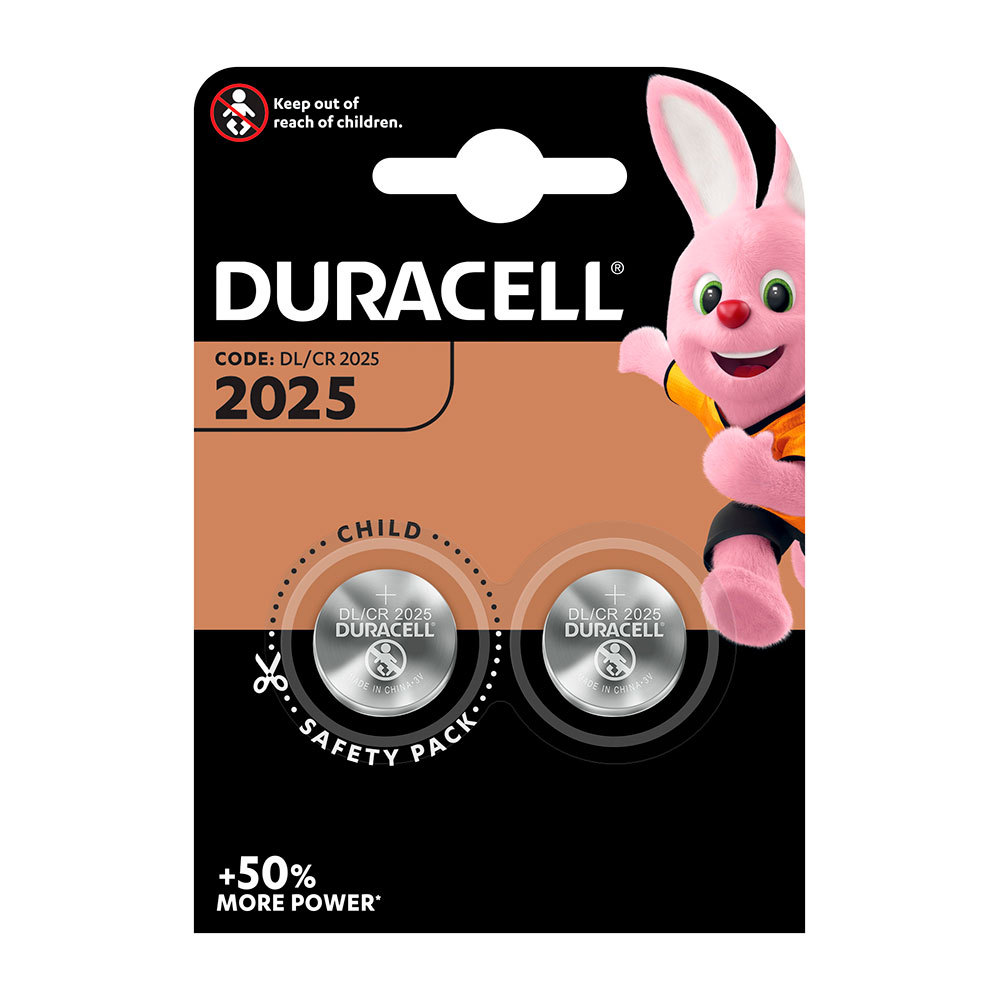 MICRO PILA LITIO BOTON DURACELL CR2025 3V (BLISTER 2 unid.) Ø20x2,5mm