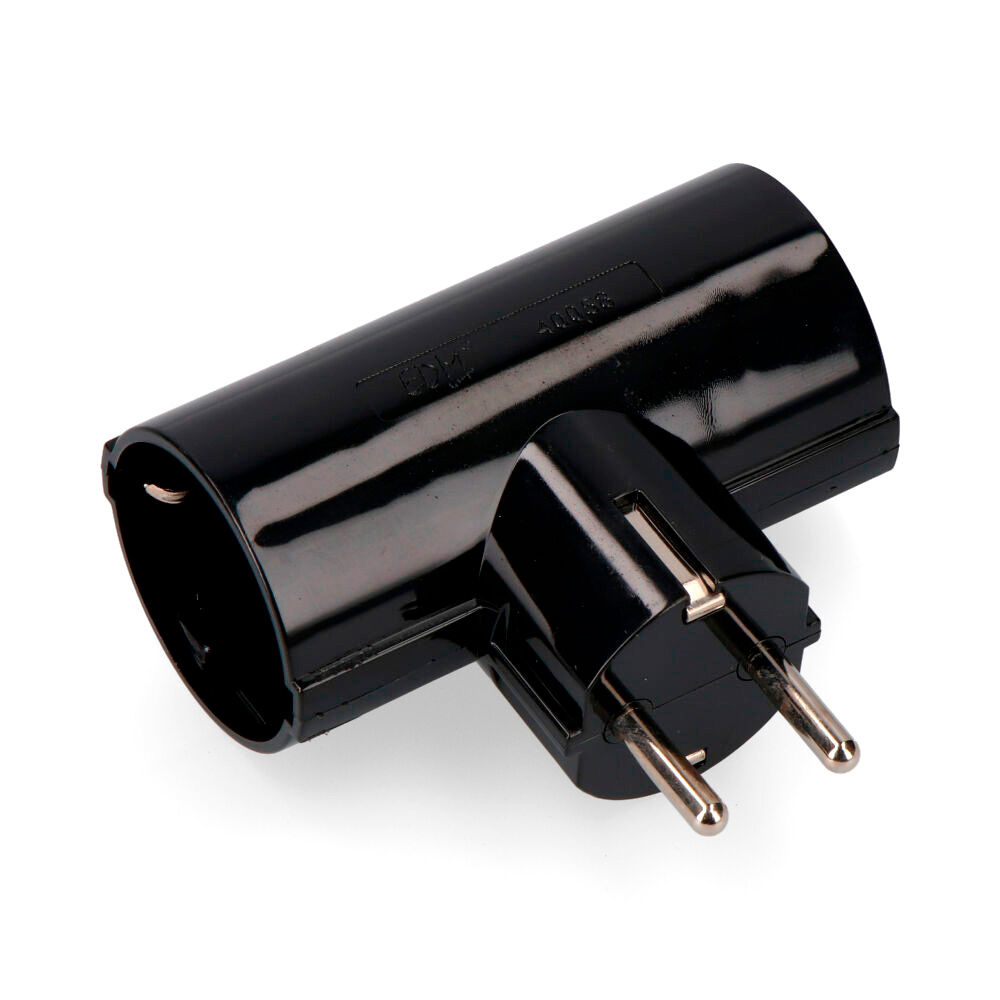 CLAVIJA DOBLE NEGRA CON BAQUELITA T/TL 16A 250V (RETRACTILADA) EDM - Ítem