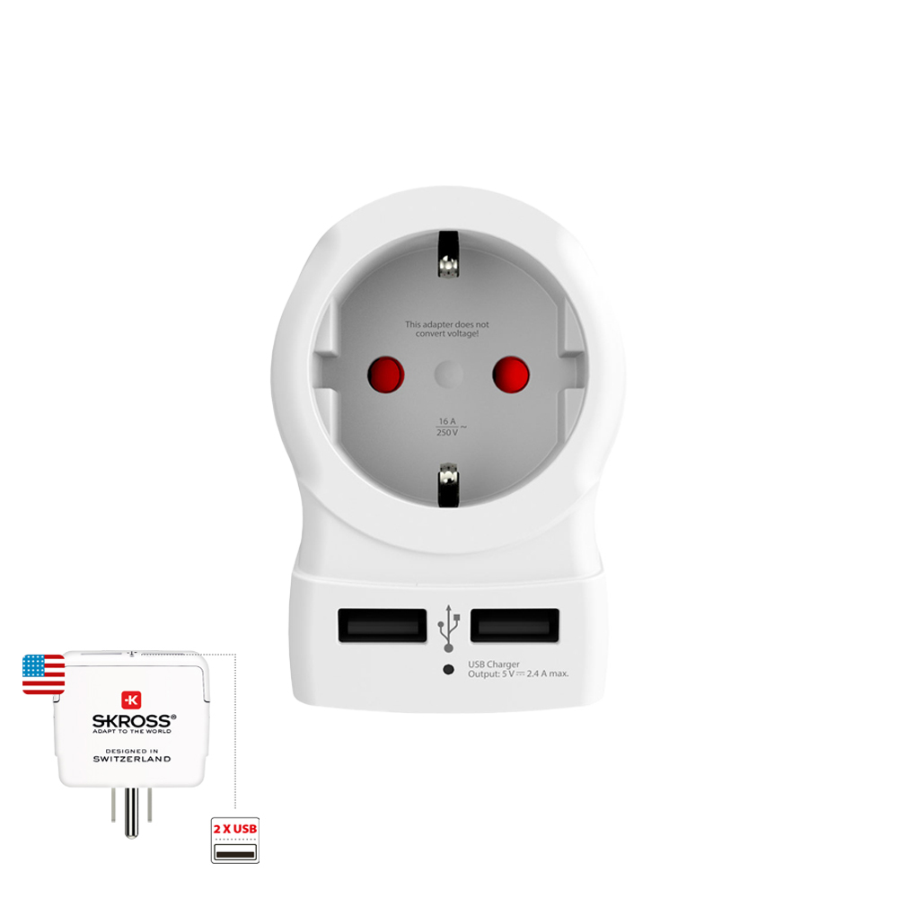 ADAPTADOR EUROPEO A ESTADOS UNIDOS USB SKROSS 1500281