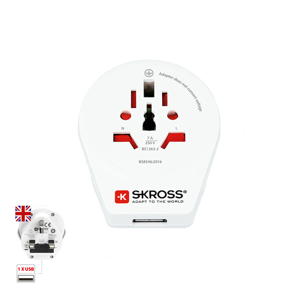 ADAPTADOR MUNDIAL A REINO UNIDO CON USB SKROSS 1500267