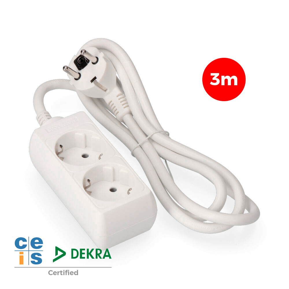 BASE MULTIPLE 2 TOMAS T/TL 10/16A SCHUKO 3m. 3x1,5mm EDM - Ítem