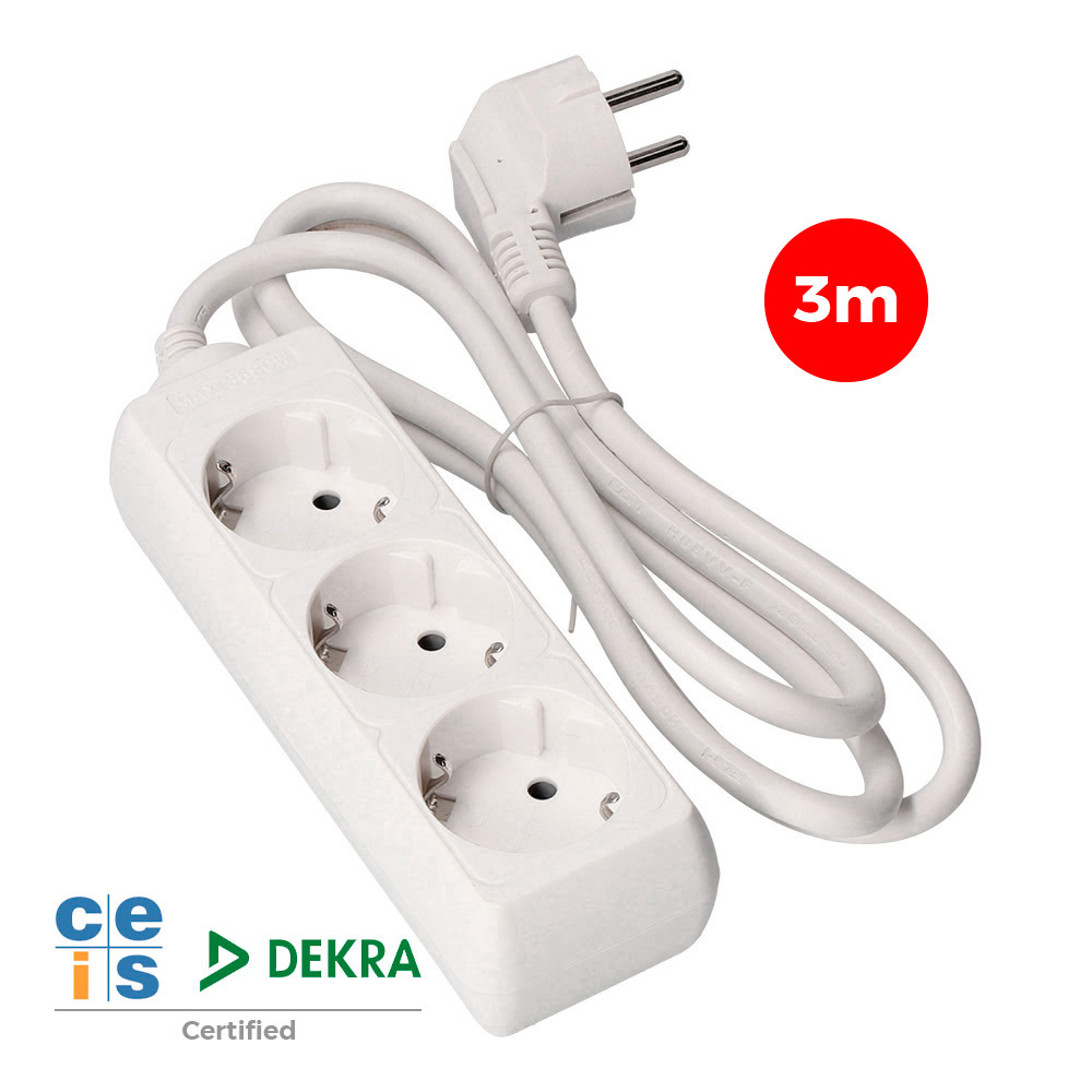 BASE MULTIPLE 3 TOMAS T/TL 10/16A SCHUKO 3m. 3x1,5mm EDM - Ítem