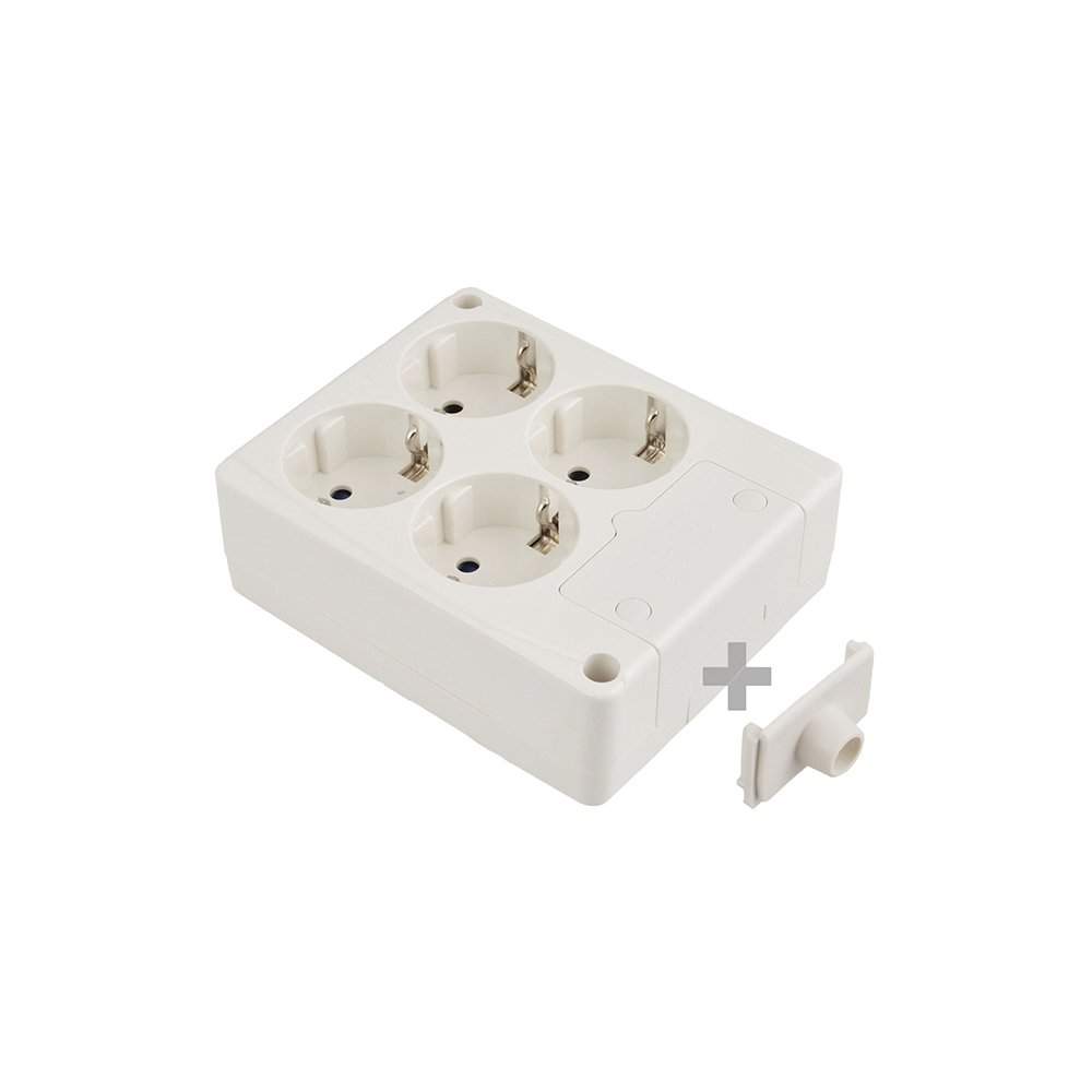 BASE BIPOLAR 4 TOMAS T/TL 10/16A 250V CUADRADA COLOR BLANCO SOLERA 8104