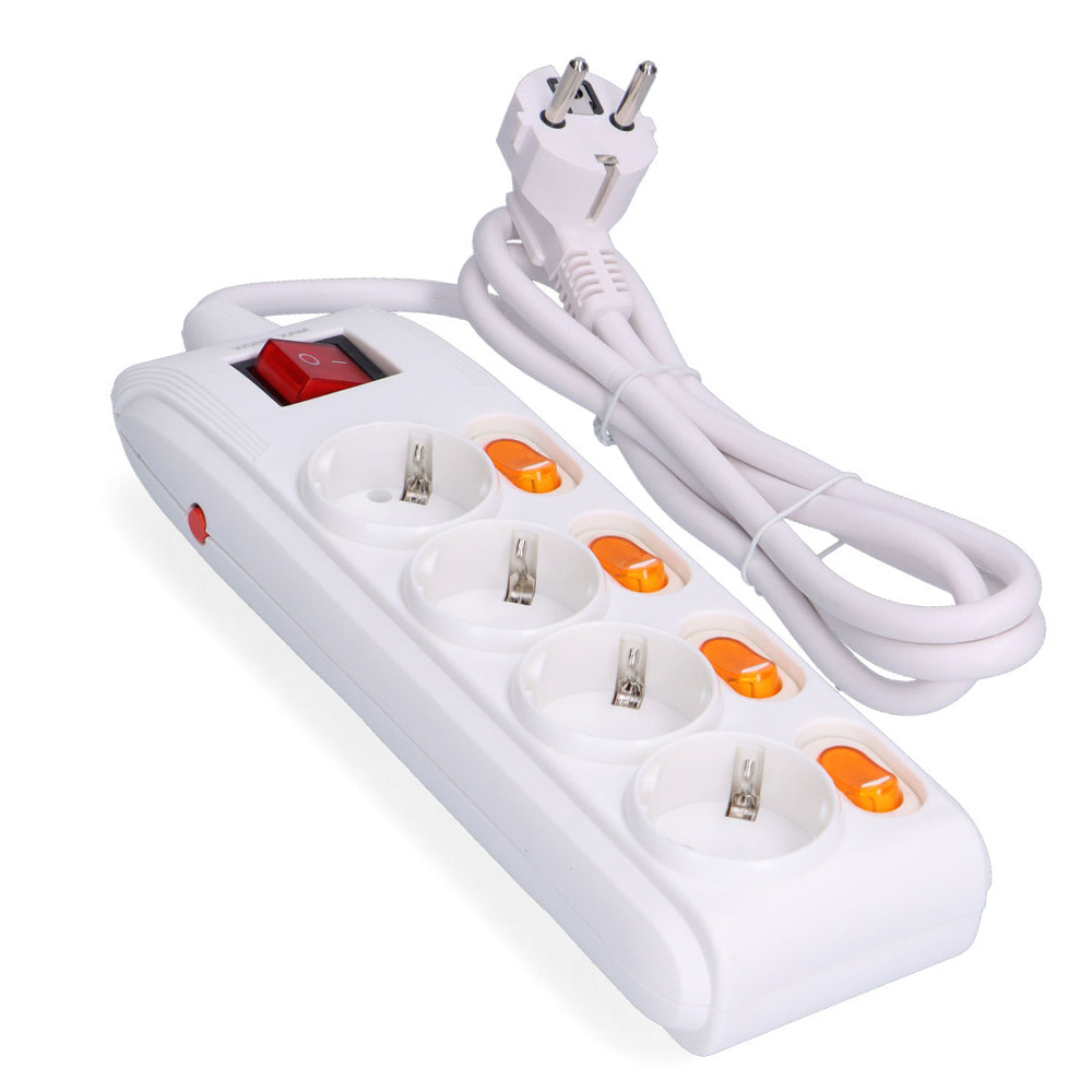 BASE MULTIPLE 4 TOMAS + 4 INTERRUPTORES + PROTECCION EDM - Ítem