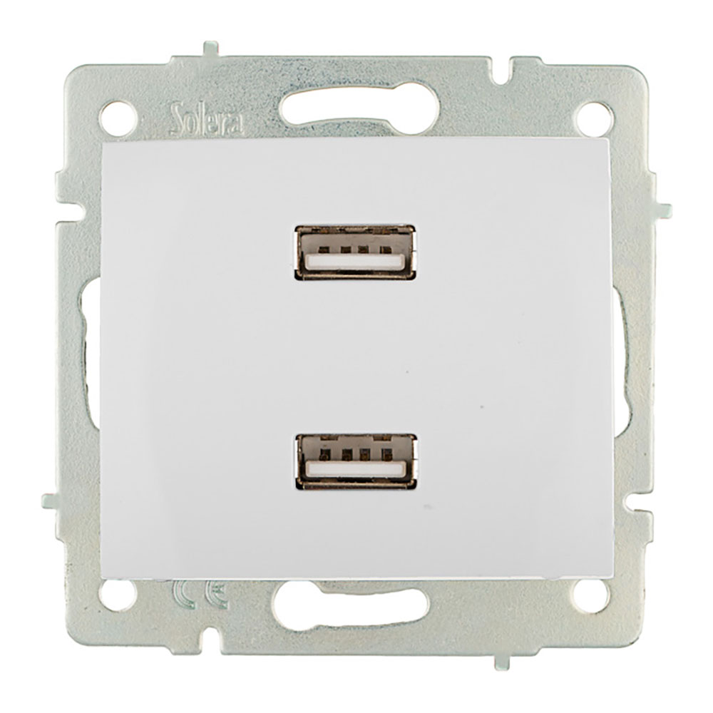 CARGADOR DOBLE USB 230V 5V 4200mA BLANCO DE EMPOTRAR ERP2USB SERIE EUROPA SOLERA ERP2USB