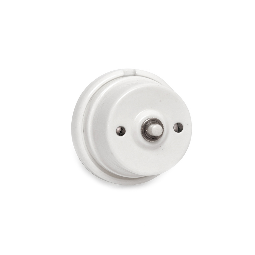 MECANISMO PULSADOR TIMBRE PORCELANA SUPERFICIE SERIE VINTAGE 10A 250V - Ítem