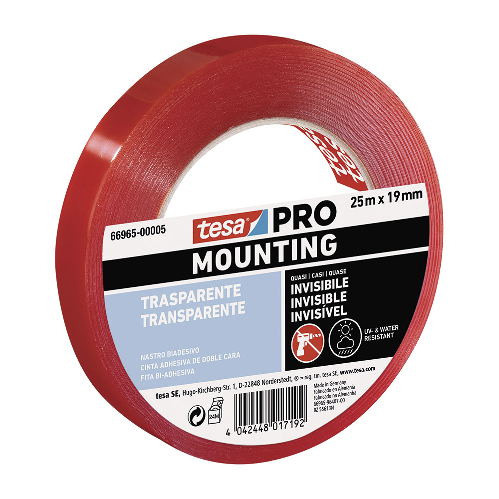 CINTA DOBLE CARA MOUNTING PRO TRANSPARENTE 25m x 19mm 66965 TESA