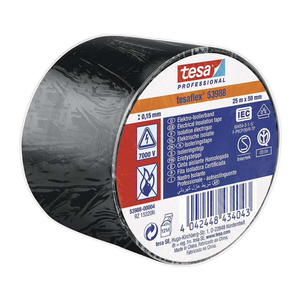 CINTA AISLANTE HOMOLOGADA NEGRA 25m x 50mm 53988 TESA - Ítem