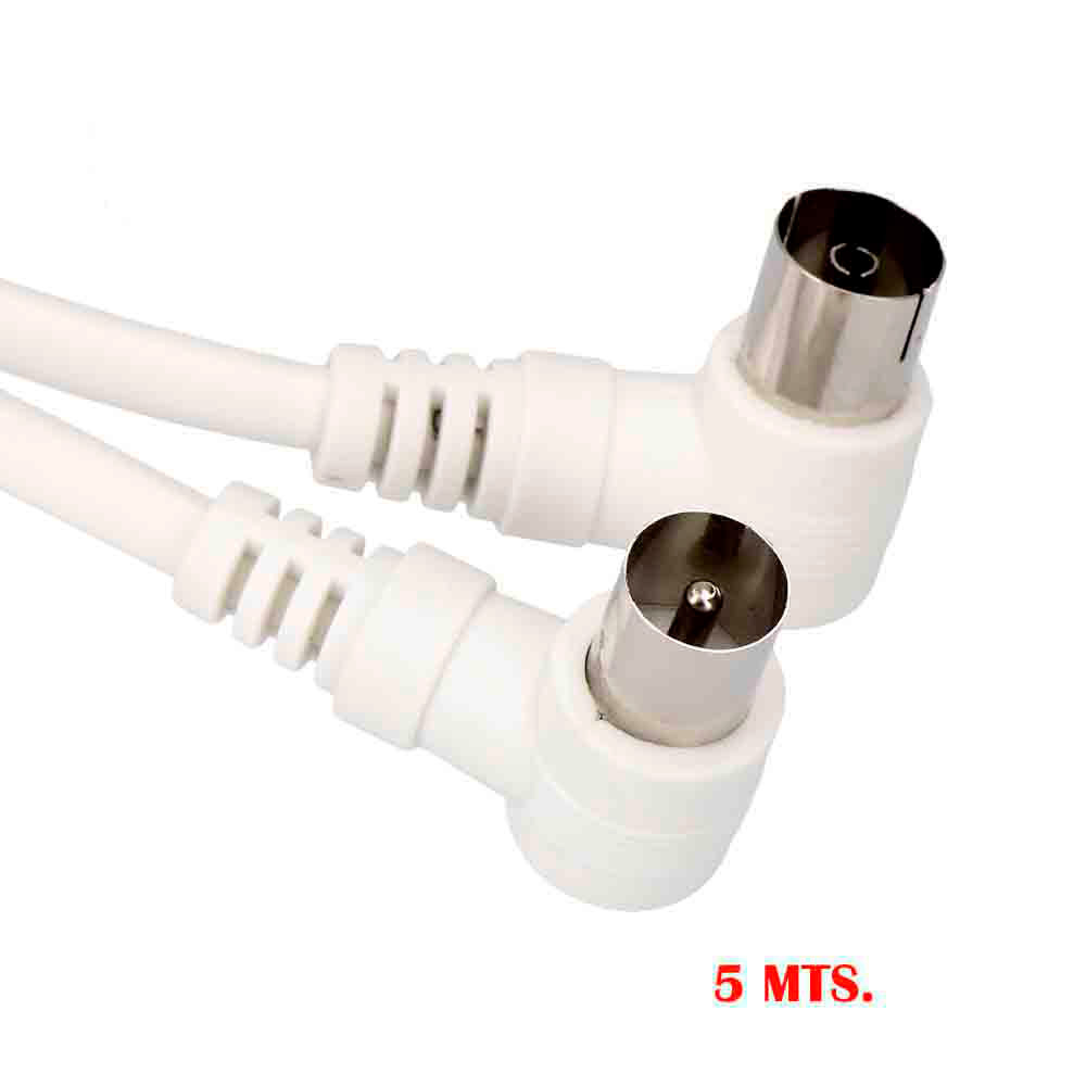 PROLONGACION TV ACODADA 9,5mm 5m ENVASADA BLANCA EDM