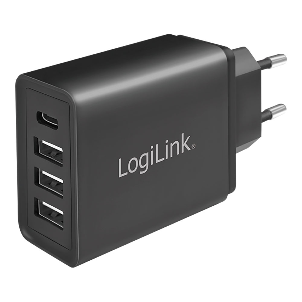 CARGADOR RÁPIDO 27W x 4 USB (SOLO ENCHUFE PARED) LOGILINK