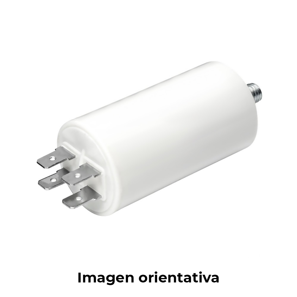 CONDENSADOR DE ARRANQUE MKA 1mF 5% 450V Ø3,4x6,3cm CON ESPIGA M8 Y FASTON SIMPLE 6,35 KONEK