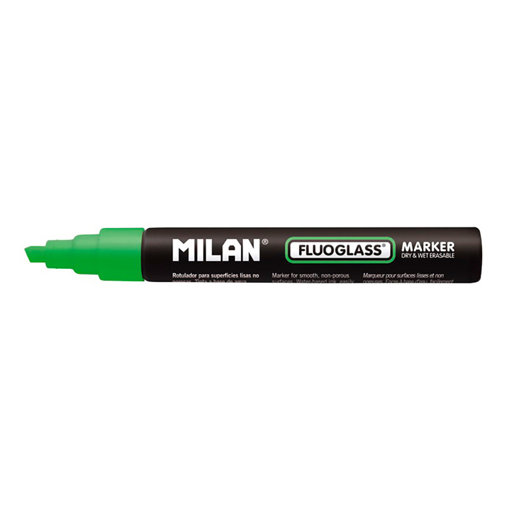 BLISTER CON ROTULADOR VERDE FLUOGLASS 2 - 4mm MILAN