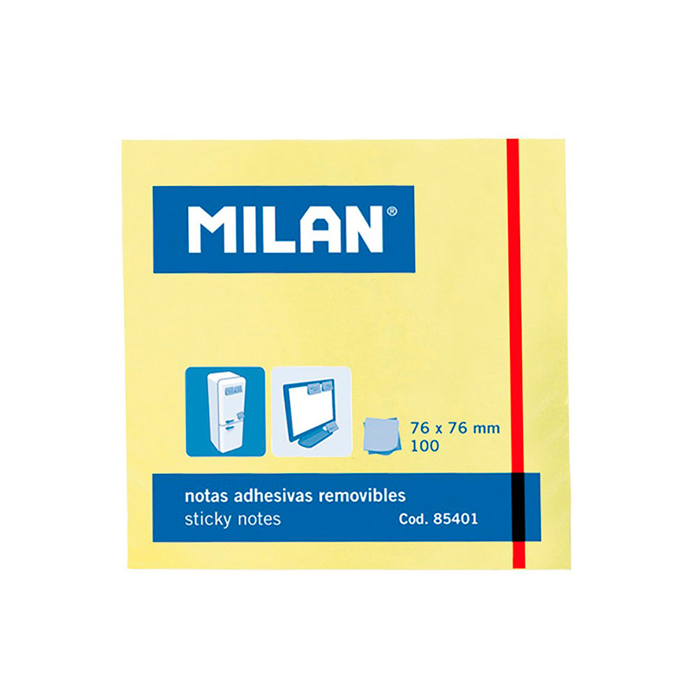 PACK 100 NOTAS ADHESIVAS 76x76mm MILAN