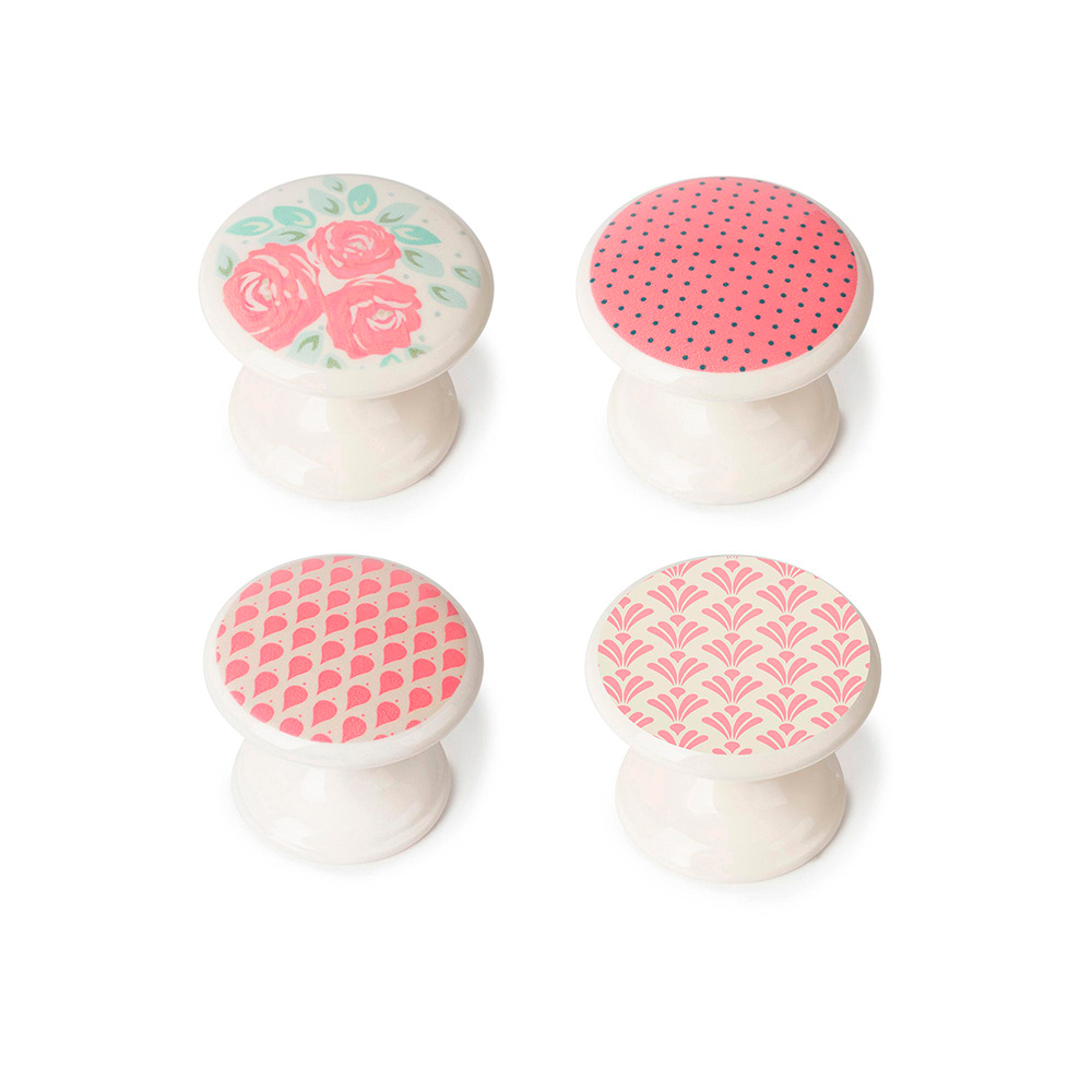 BLISTER CON 4 POMOS REDONDOS PARA MUEBLE FABRICADO EN ZAMAK ESTILO DECORATIVO MOD. M4 Ø33mm REI