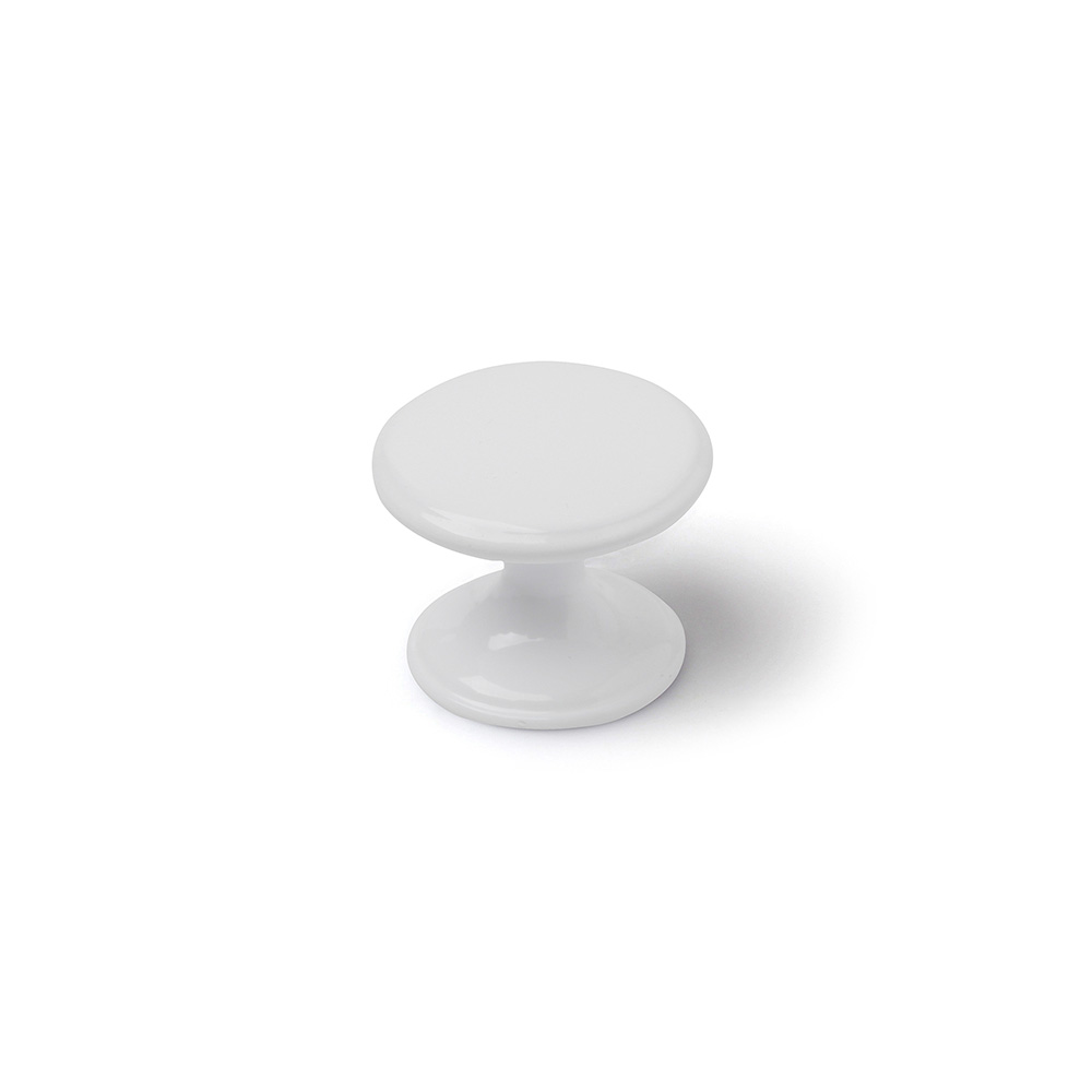 BLISTER CON 4 POMOS REDONDOS PARA MUEBLE FABRICADO EN ZAMAK ACABADO BLANCO MOD. 756 Ø33mm REI - Ítem