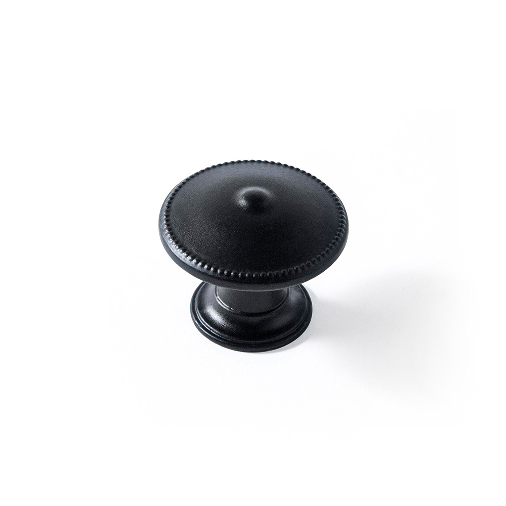 BLISTER CON 4 POMOS REDONDOS PARA MUEBLE FABRICADO EN ZAMAK ACABADO NEGRO MATE MOD. 3121 Ø30mm REI - Ítem