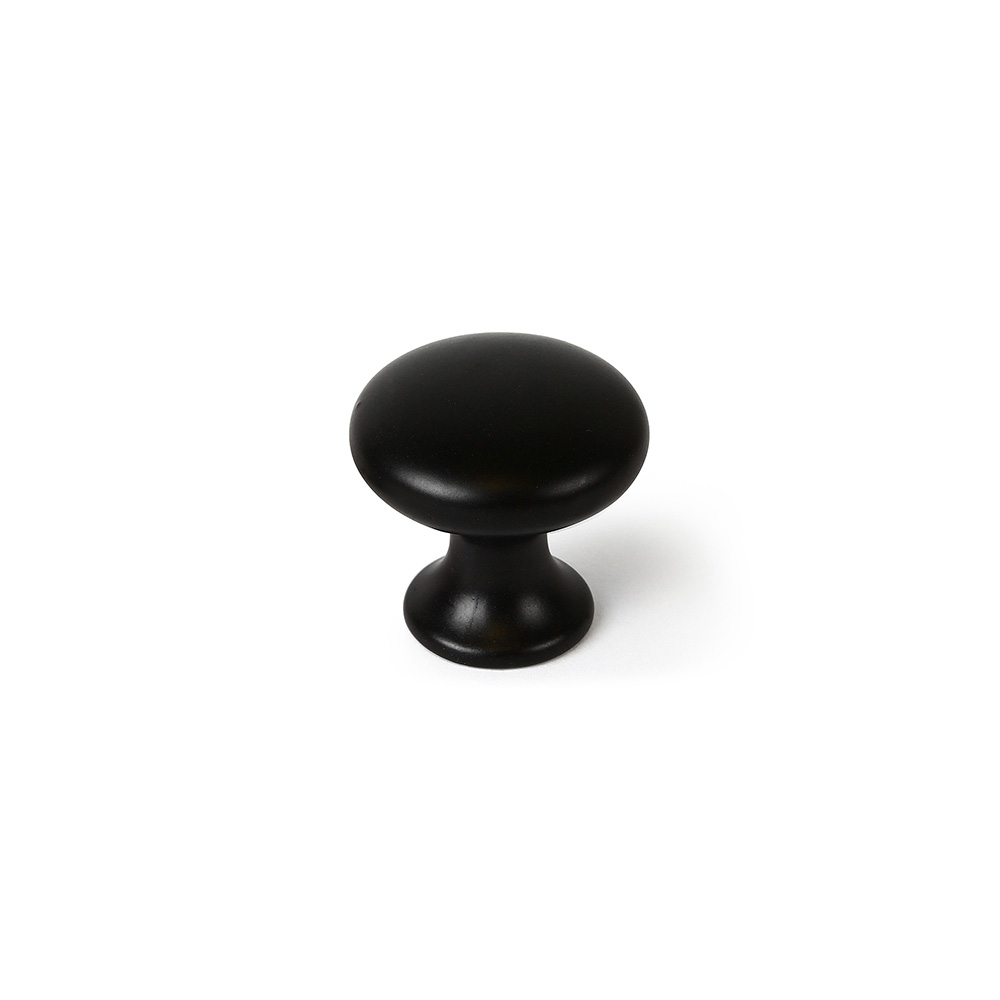 BLISTER CON 4 POMOS REDONDOS PARA MUEBLE FABRICADO EN ZAMAK ACABADO NEGRO MATE MOD. 760 Ø25mm REI - Ítem