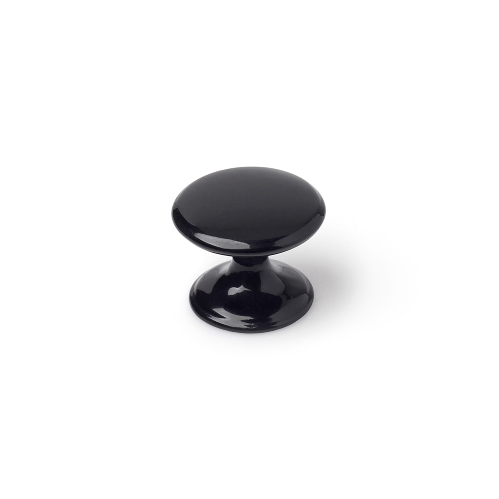 BLISTER CON 4 POMOS REDONDOS PARA MUEBLE FABRICADO EN ZAMAK ACABADO NEGRO MOD. 756 Ø33mm REI - Ítem