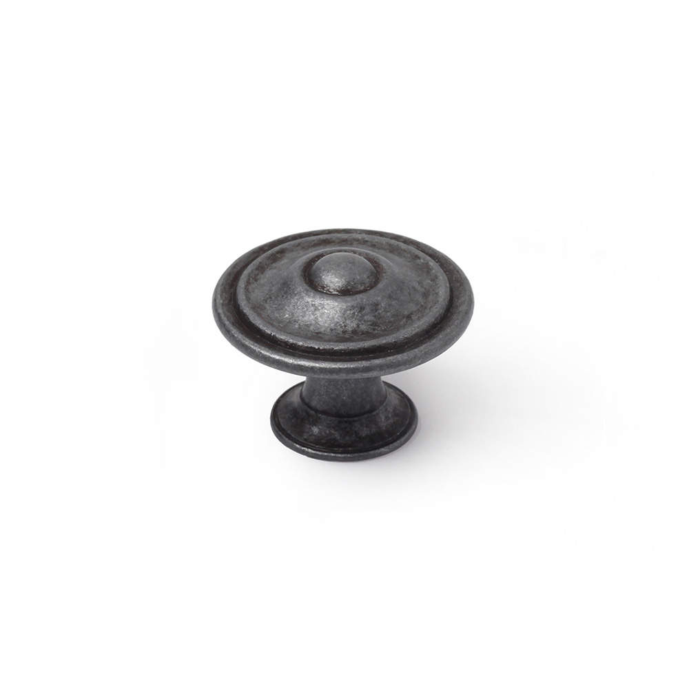 BLISTER CON 4 POMOS REDONDOS PARA MUEBLE FABRICADO EN ZAMAK ACABADO PLATA VIEJA MOD. 3110 Ø35mm REI - Ítem