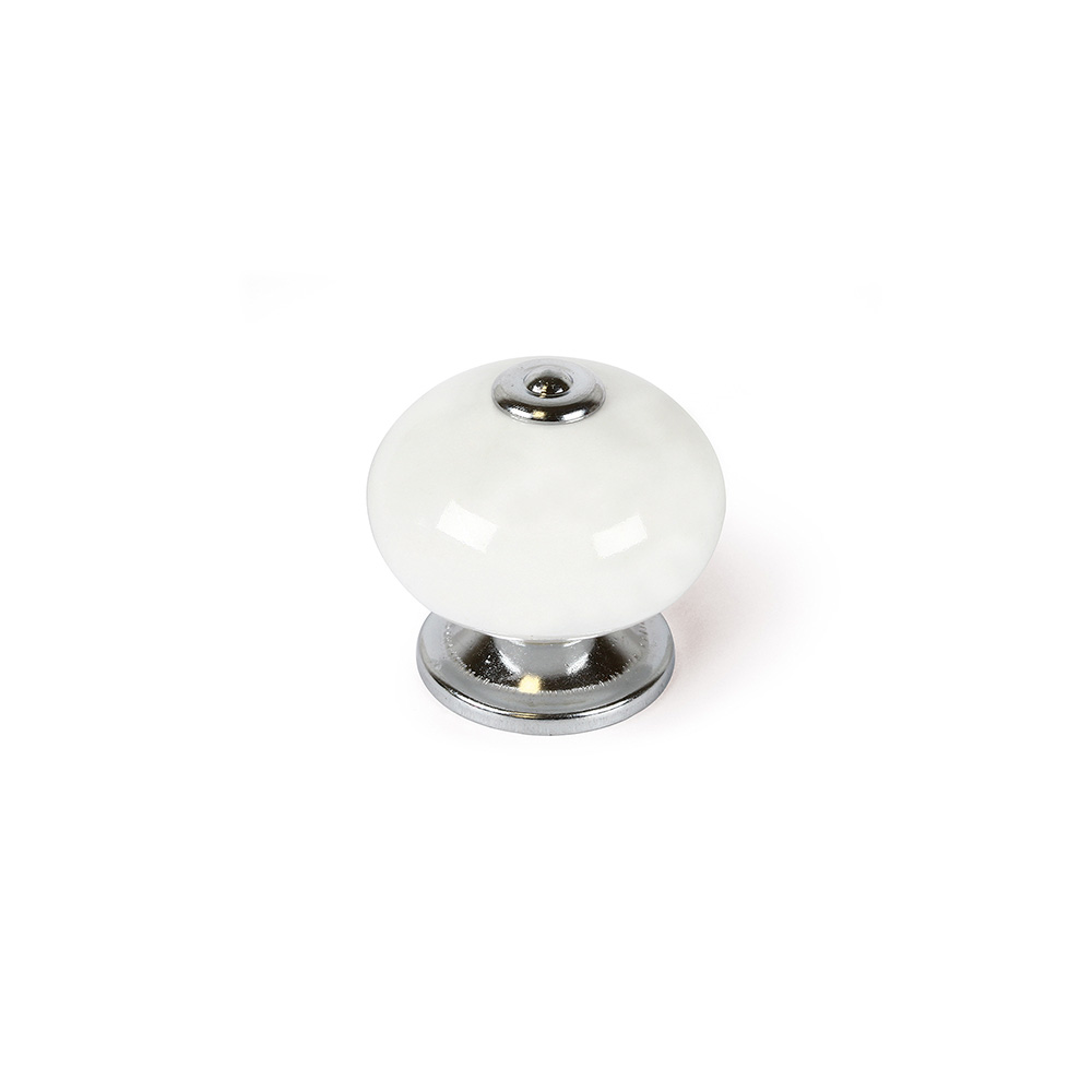 BLISTER CON 4 POMOS REDONDOS PARA MUEBLE FABRICADO EN PORCELANA ACABADO BLANCO MOD. E517 Ø40mm REI - Ítem