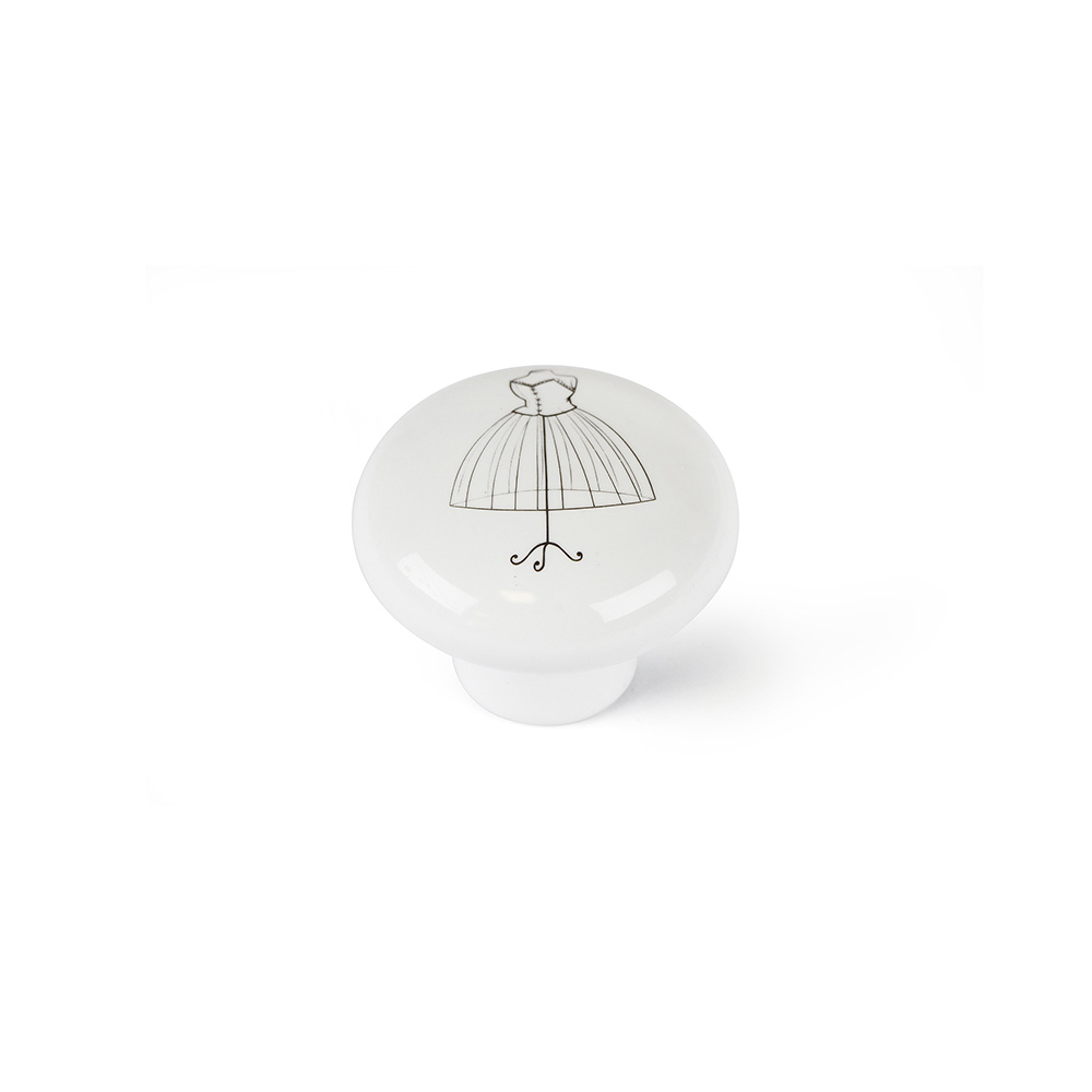 BLISTER CON 4 POMOS REDONDOS PARA MUEBLE FABRICADO EN PORCELANA ACABADO ILUSTRADO MOD. E817 Ø40mm REI - Ítem