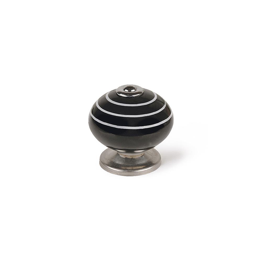 BLISTER CON 4 POMOS REDONDOS PARA MUEBLE FABRICADO EN PORCELANA ACABADO NEGRO - BLANCO MOD. E503 Ø40mm REI - Ítem
