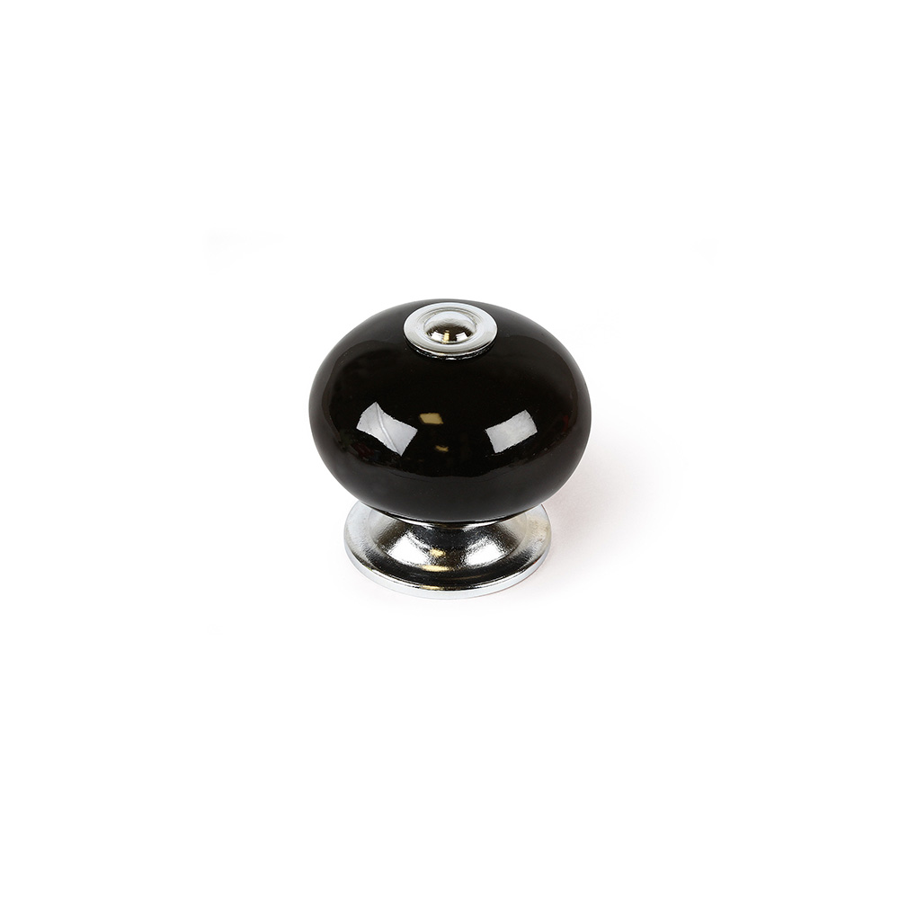 BLISTER CON 4 POMOS REDONDOS PARA MUEBLE FABRICADO EN PORCELANA ACABADO NEGRO MOD. E517 Ø40mm REI - Ítem