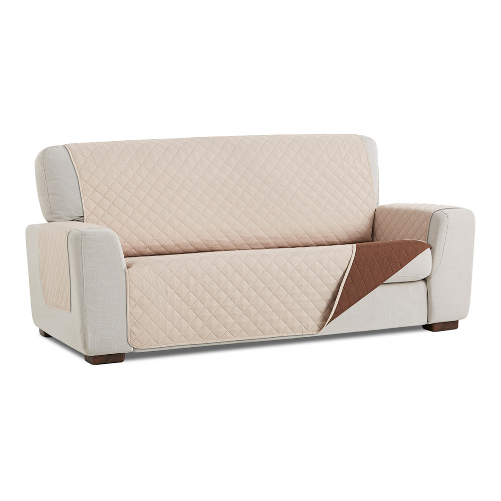 CUBRE SOFA REVERSIBLE BEIGE/MARRON 3 PLAZAS BELMARTI