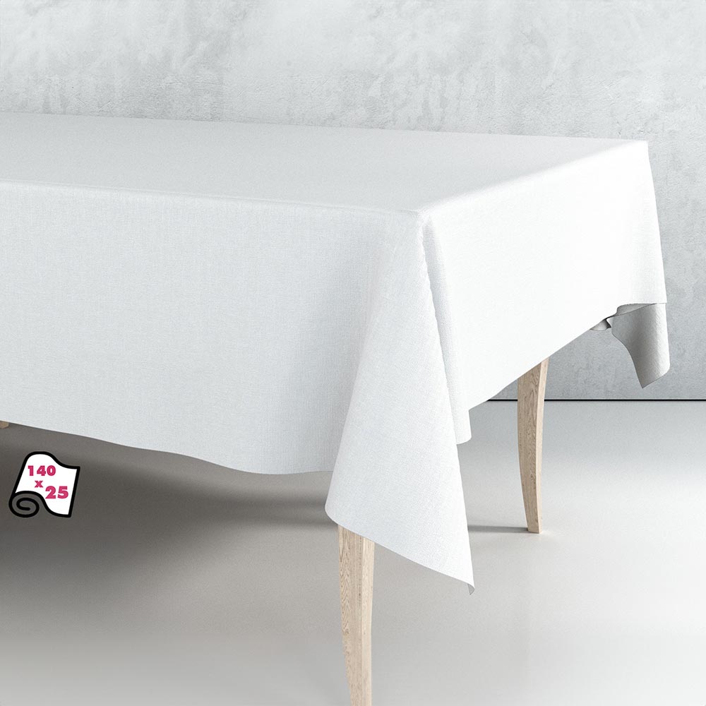 ROLLO HULE MANTEL BLANCO LISO 140cm x 25m EXMA - Ítem