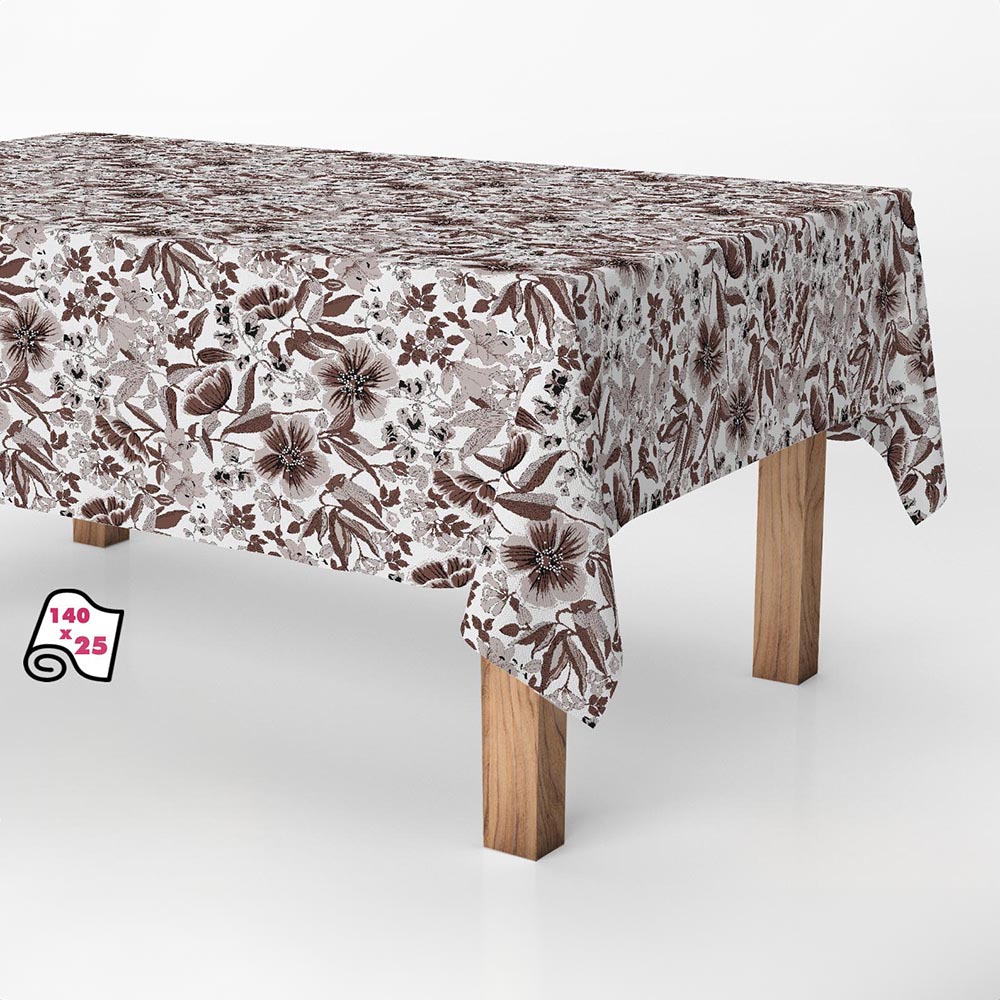ROLLO DE MANTEL ANTIMANCHAS FLORES MODERN 140cm x 25m EXMA - Ítem