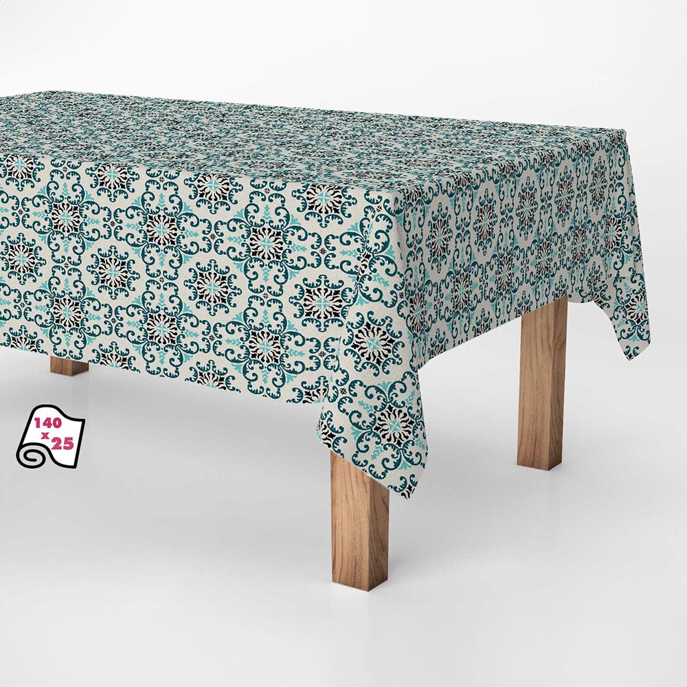 ROLLO DE MANTEL ANTIMANCHAS AZULEJO RETRO 140cm x 25m EXMA - Ítem