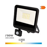 FOCO PROYECTOR LED 50W 4000lm 4000K LUZ DIA CON SENSOR DE PRESENCIA 23,8x4,5x19,2cm EDM