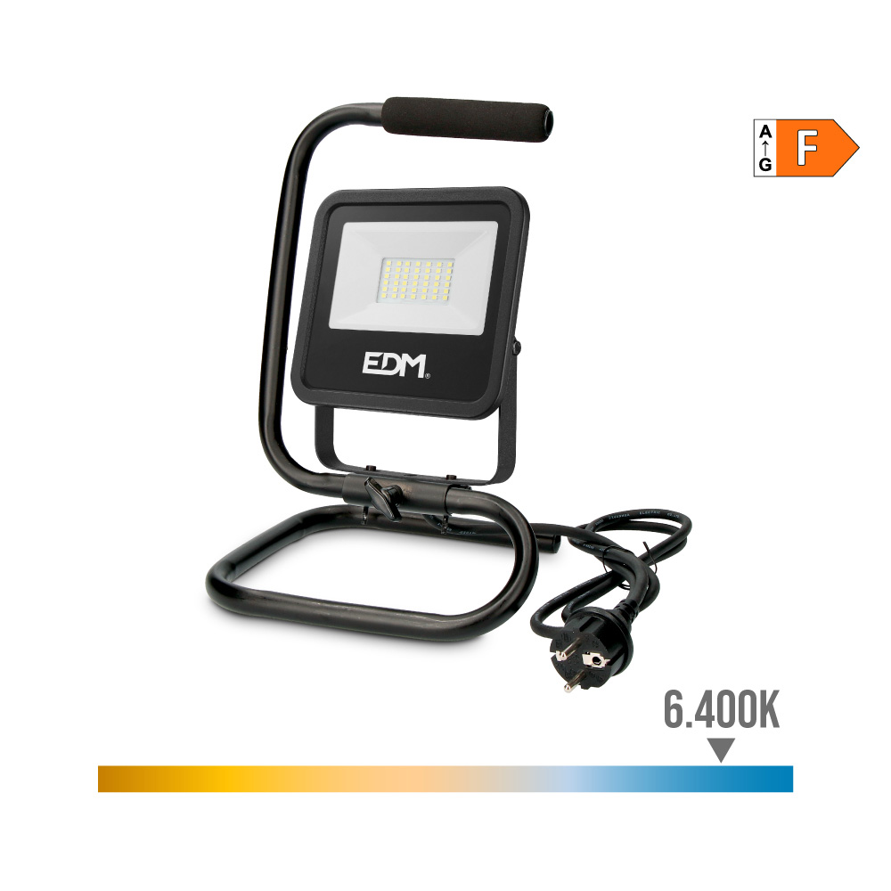 FOCO PROYECTOR LED CON PIE 30W 2370lm 6400K LUZ FRIA BLACK SERIES EDM - Ítem