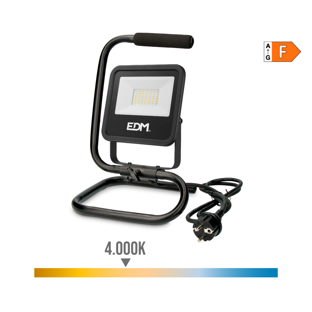 FOCO PROYECTOR LED CON PIE 30W 2370lm 4000K LUZ DIA BLACK SERIES EDM - Ítem