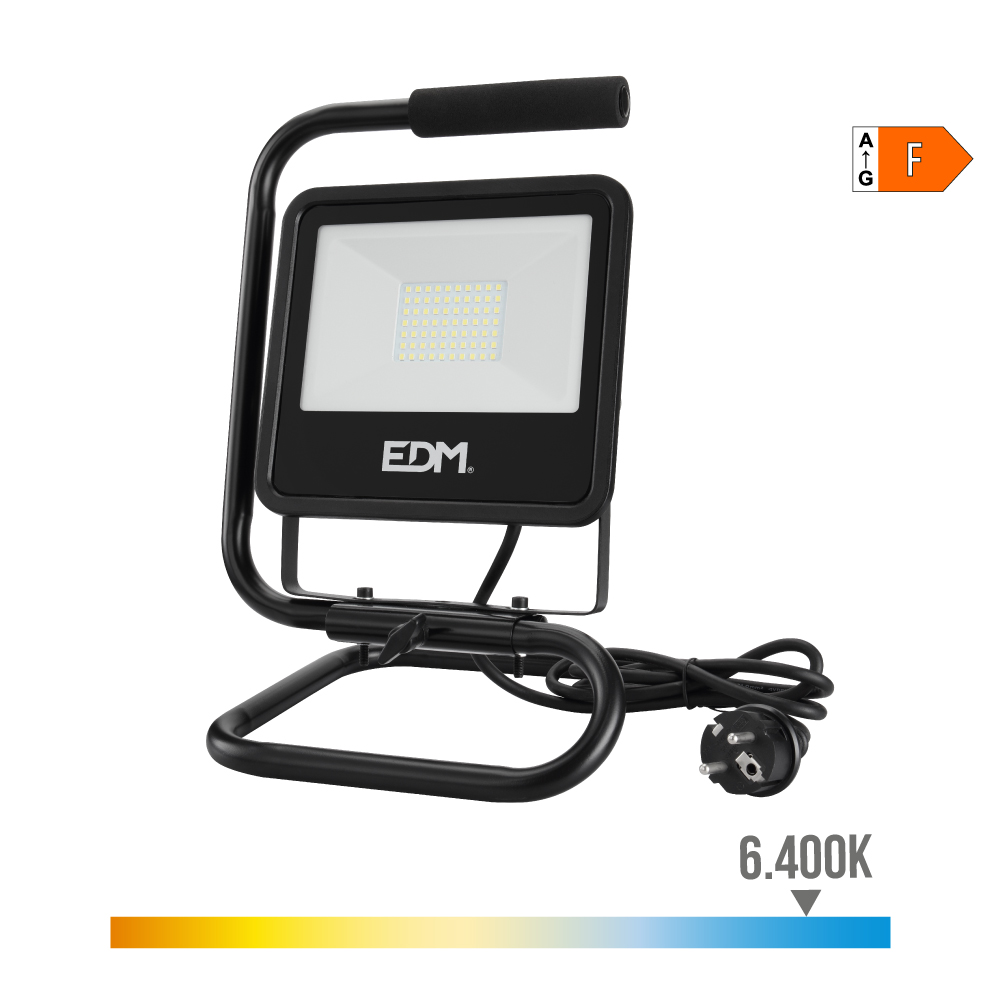 FOCO PROYECTOR DE LED CON PIE 50W 4000lm 6400K LUZ FRIA BLACK SERIES EDM - Ítem