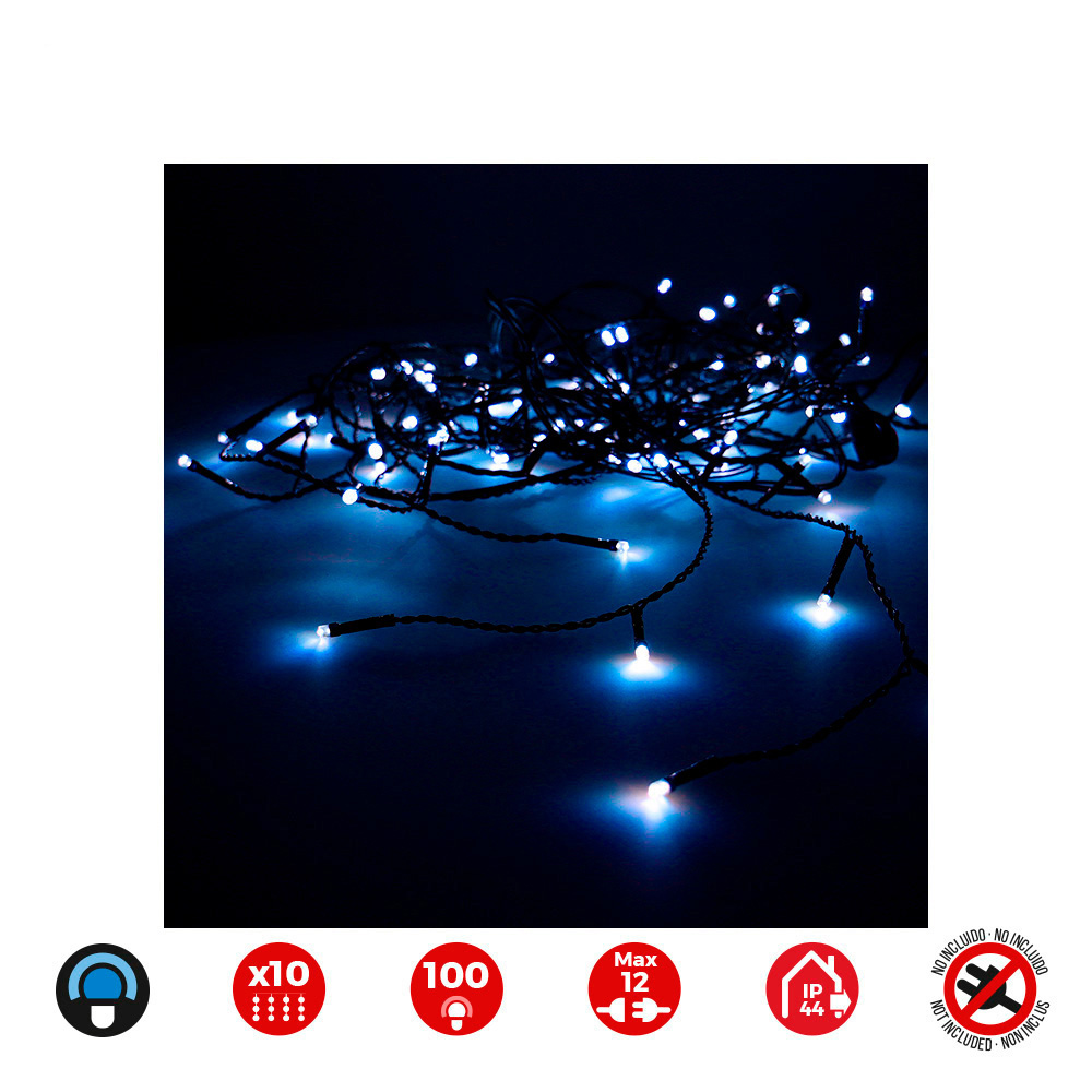 CORTINA EASY-CONNECT 2x1m 10 TIRAS 100 LEDS AZUL 30V (INTERIOR-EXTERIOR) EDM TOTAL 1,8W