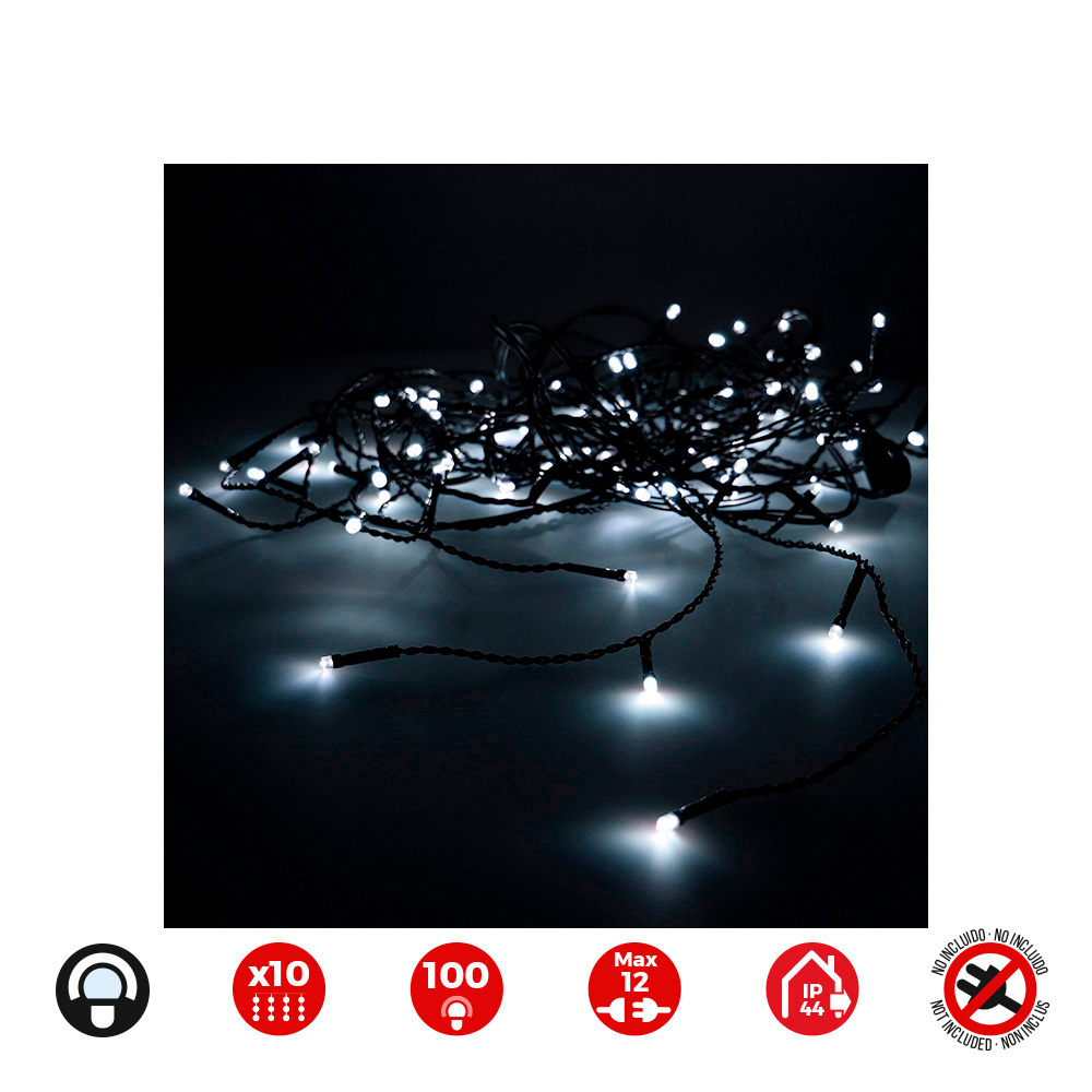 CORTINA EASY-CONNECT 2x1m 10 TIRAS 100 LEDS BLANCO FRIO 30V (INTERIOR-EXTERIOR) EDM TOTAL 1,8W