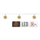 GUIRNALDA A PILAS FIJA 10 LEDS CON BOLAS COLOR ORO LUZ BLANCO CALIDO 1,3m