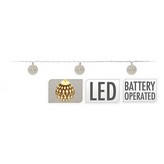 GUIRNALDA A PILAS FIJA 10 LEDS CON BOLAS COLOR BLANCO LUZ BLANCO CALIDO 1,3m