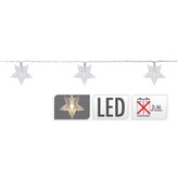 GUIRNALDA A PILAS FIJA 10 LEDS CON ESTRELLAS LUZ BLANCO FRIO 1,3m