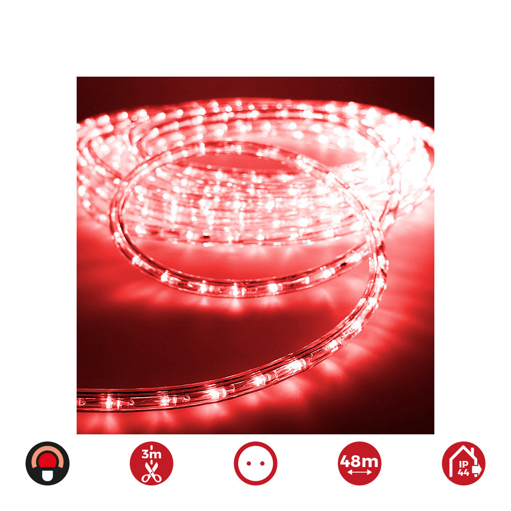 TUBO FLEXILED LED 2 VIAS MULTIFUNCION 36 LEDS/m ROJO (IP44 INTERIOR-EXTERIOR) EDM 48m. EURO/MTS