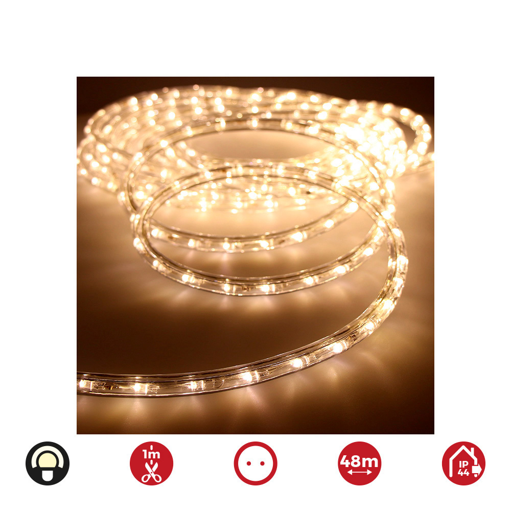 TUBO FLEXILED 2 VIAS FIJO 30 LEDS/m 48m BLANCO CALIDO EURO/m