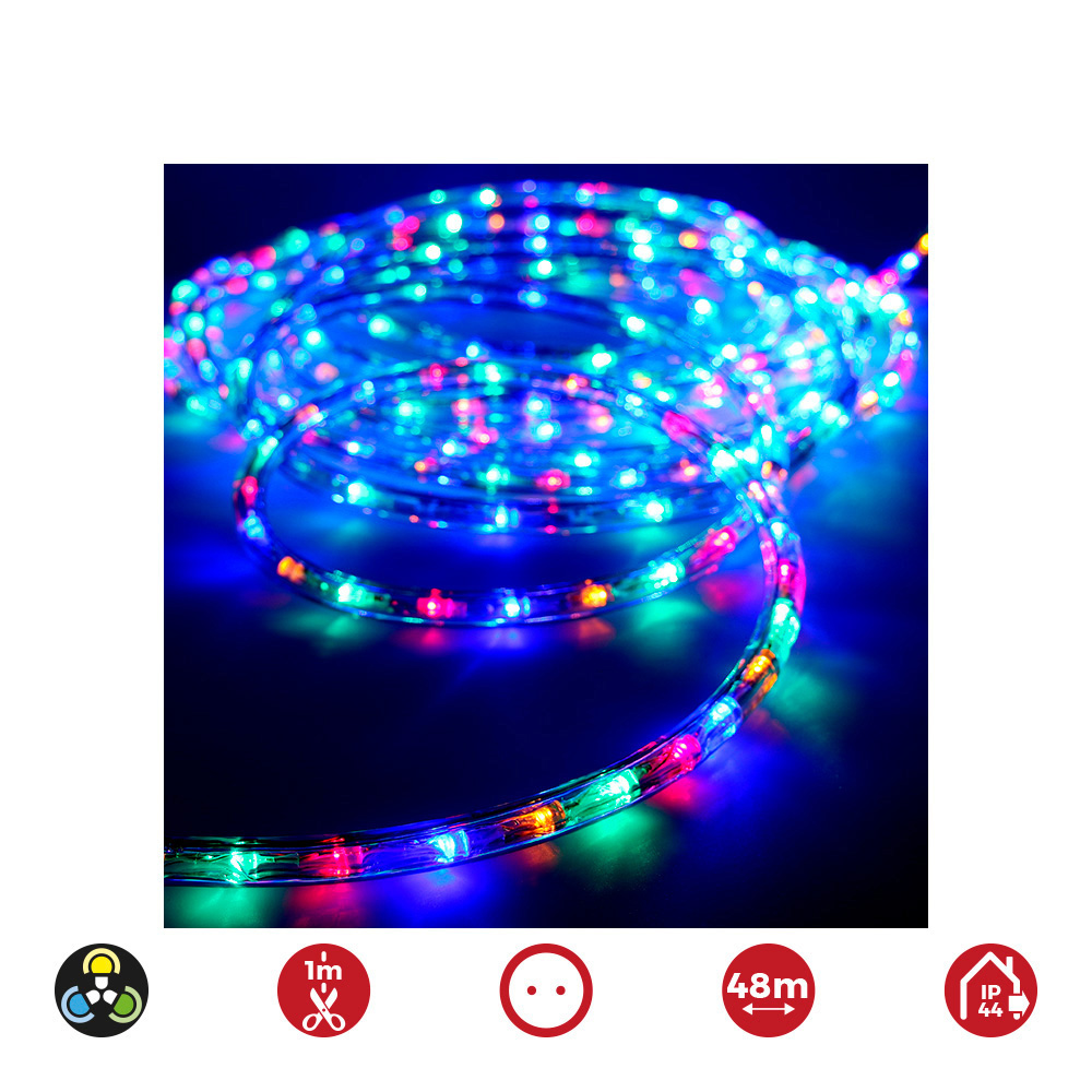 TUBO FLEXILED 2 VIAS FIJO 30 LEDS/m MULTICOLOR EURO/m 48m