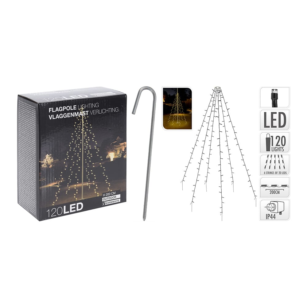 CORTINA EXTERIOR 120 LEDS BLANCO CALIDO ESPECIAL PARA ARBOLES 2m (altura)