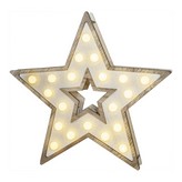 ESTRELLA DE MADERA A PILAS 20 LEDS 25,5x27,2cm 3xAA