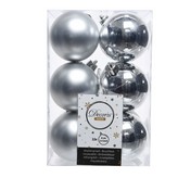 CAJA DE 12 BOLAS PLATA DECORATIVAS PARA ARBOL DE NAVIDAD Ø6cm